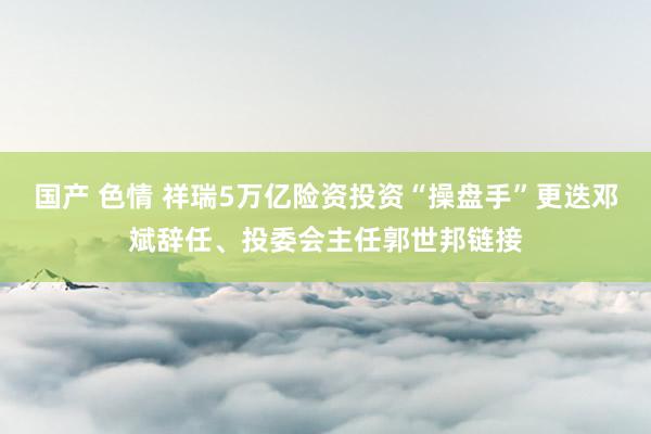 国产 色情 祥瑞5万亿险资投资“操盘手”更迭邓斌辞任、投委会主任郭世邦链接