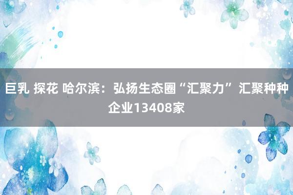 巨乳 探花 哈尔滨：弘扬生态圈“汇聚力” 汇聚种种企业13408家