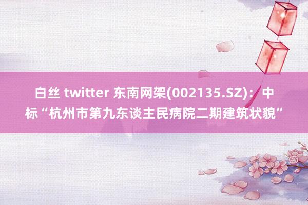 白丝 twitter 东南网架(002135.SZ)：中标“杭州市第九东谈主民病院二期建筑状貌”