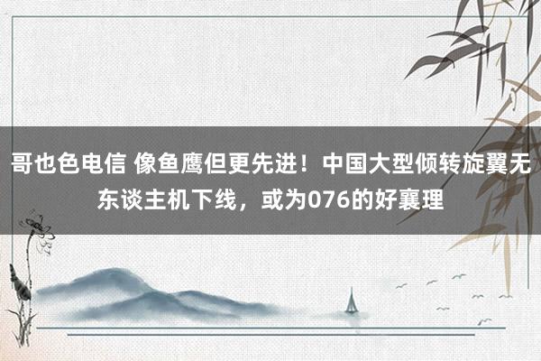 哥也色电信 像鱼鹰但更先进！中国大型倾转旋翼无东谈主机下线，或为076的好襄理