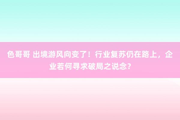 色哥哥 出境游风向变了！行业复苏仍在路上，企业若何寻求破局之说念？