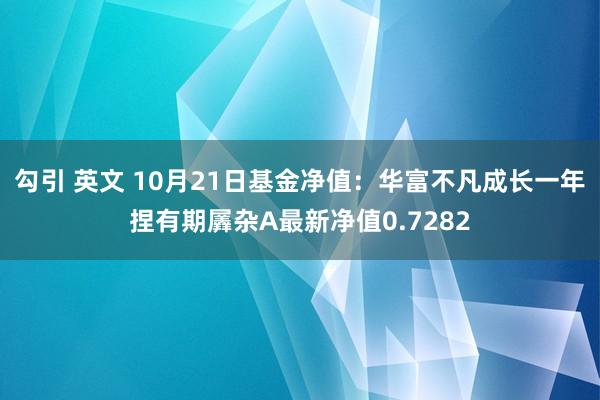 勾引 英文 10月21日基金净值：华富不凡成长一年捏有期羼杂A最新净值0.7282