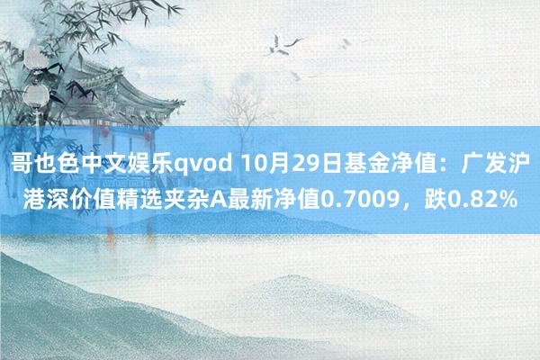 哥也色中文娱乐qvod 10月29日基金净值：广发沪港深价值精选夹杂A最新净值0.7009，跌0.82%