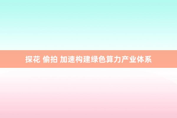 探花 偷拍 加速构建绿色算力产业体系