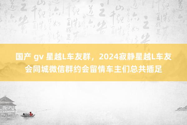 国产 gv 星越L车友群，2024寂静星越L车友会同城微信群约会留情车主们总共插足