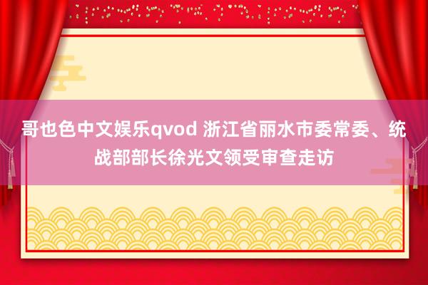 哥也色中文娱乐qvod 浙江省丽水市委常委、统战部部长徐光文领受审查走访