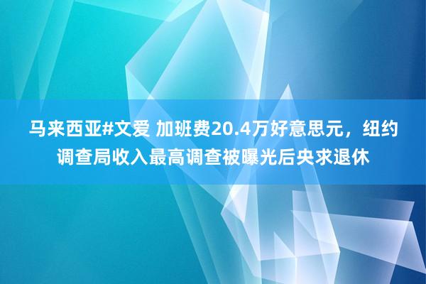 马来西亚#文爱 加班费20.4万好意思元，纽约调查局收入最高调查被曝光后央求退休