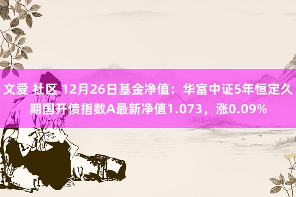 文爱 社区 12月26日基金净值：华富中证5年恒定久期国开债