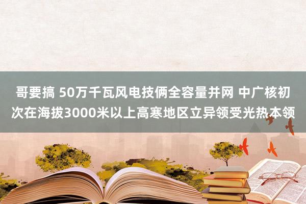 哥要搞 50万千瓦风电技俩全容量并网 中广核初次在海拔3000米以上高寒地区立异领受光热本领