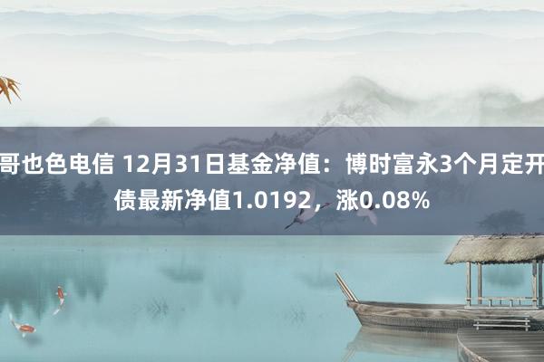 哥也色电信 12月31日基金净值：博时富永3个月定开债最新净值1.0192，涨0.08%