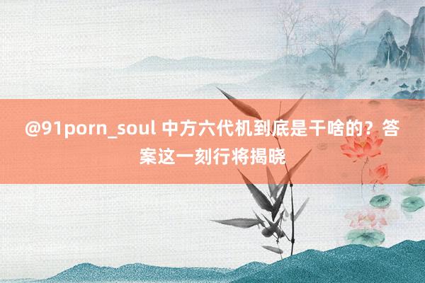 @91porn_soul 中方六代机到底是干啥的？答案这一刻