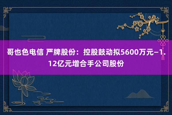 哥也色电信 严牌股份：控股鼓动拟5600万元—1.12亿元增合手公司股份