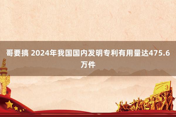 哥要搞 2024年我国国内发明专利有用量达475.6万件