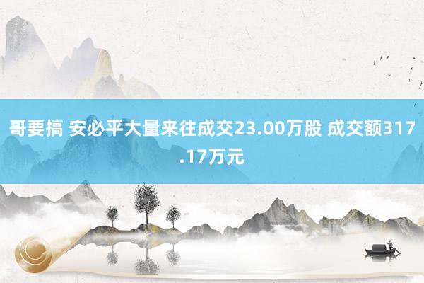 哥要搞 安必平大量来往成交23.00万股 成交额317.17